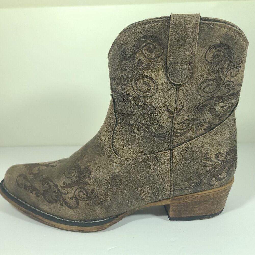 Roper Short Stuff Womens Size 11 Western Boots Ankle Booties Brown Side Zip EUC - Picture 5 of 16